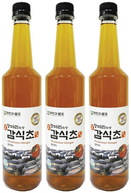 자연과발효 5년숙성 자연발효 감식초 750ml 항아리숙성, 3개