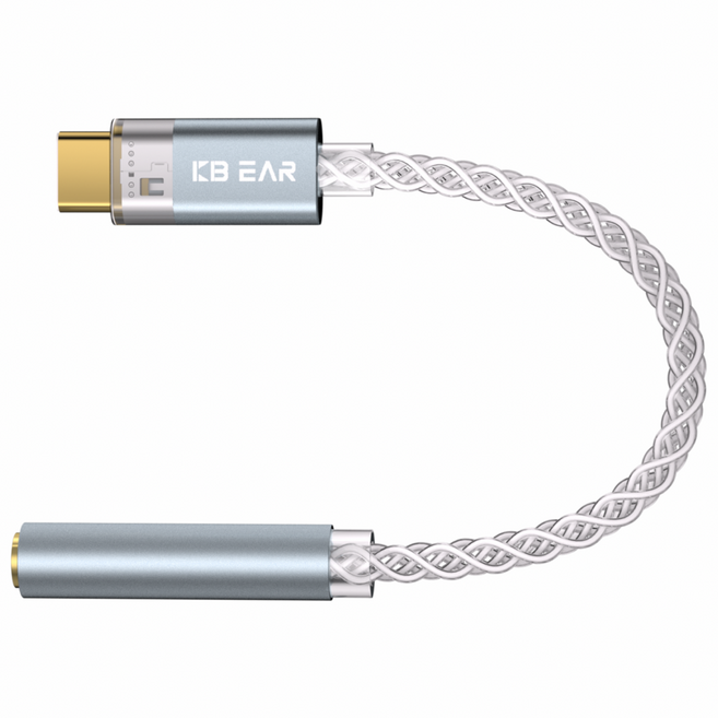 Keephifi KBEAR Moondust 8가닥 단결정 신주도금 C타입 3.5mm 오디오 이어폰 변환 젠더 DAC C타입 to 3.5mm 이어폰, 실버, 1개