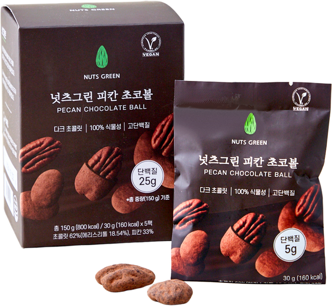넛츠그린 피칸 초코볼 5p, 150g, 2개