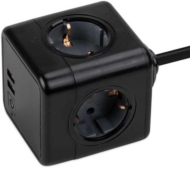 파워큐브 V2 USB 익스텐디드 멀티탭 4구, 3m, 블랙, 1개