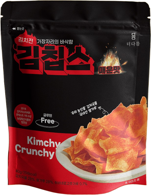 더다믐 김치부각 김칩스 매운김치전맛, 40g, 10개