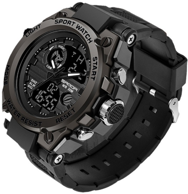 남자 방수 손목 시계 스포츠 공업용 SND008W, 블랙, 1개