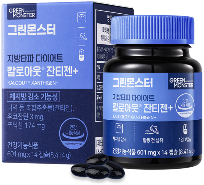 그린몬스터 지방타파 다이어트 칼로아웃 잔티젠+, 14정, 1개