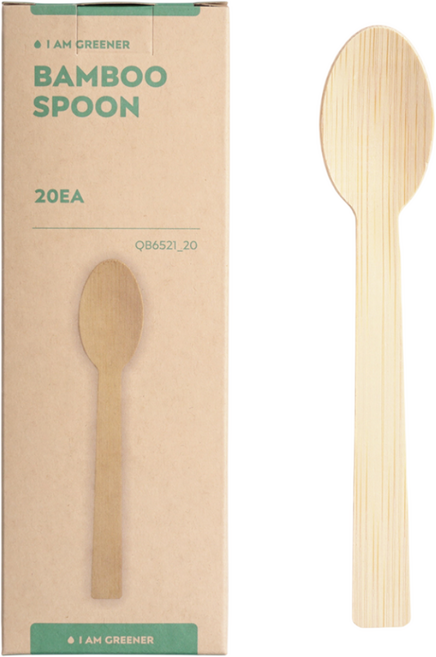 아이엠그리너 친환경 일회용 대나무 숟가락 소량 박스, 1개, 20개입