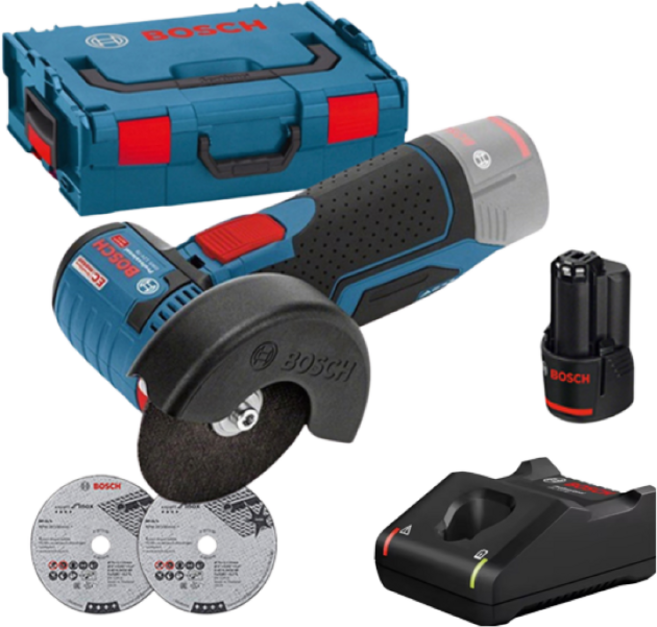 보쉬 충전 전동 그라인더 3인치 76mm gws 10.8 76v ec, 1세트, 1. 배터리 1개+충전기+본체+케+날