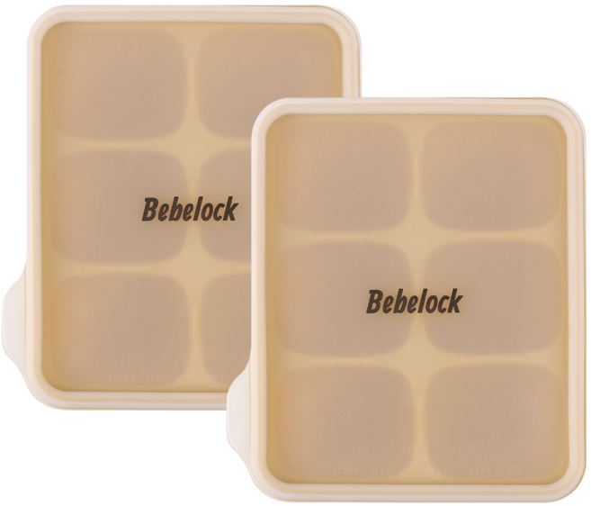 베베락 엘파 실리콘 큐브 2P(냉동보관용기_뚜껑포함 13.5cm X 15cm), 엘파 실리콘큐브(머스타드2P), 1개