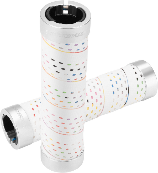 락브로스 자전거 핸들 그립 미끄럼방지 펀칭 컬러, 화이트