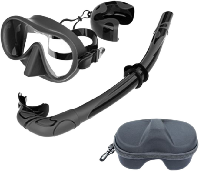 팝키즈 어린이&주니어 롤링 스노쿨링 마스크 세트, 블랙, 1개