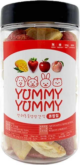 야미야미 애완동물 동결건조 과일칩 혼합 세트, 1개, 80g, 혼합과일 - 쿠팡