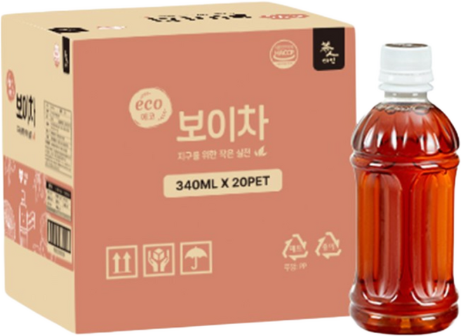 무라벨 에코 보이차, 1개, 20개입, 340ml