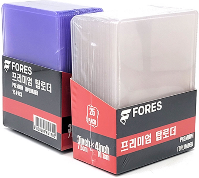 포레스 프리미엄 포카 투명 탑로더 블루 탑로더 25매, 투명 화이트 탑로더 25매, 1개