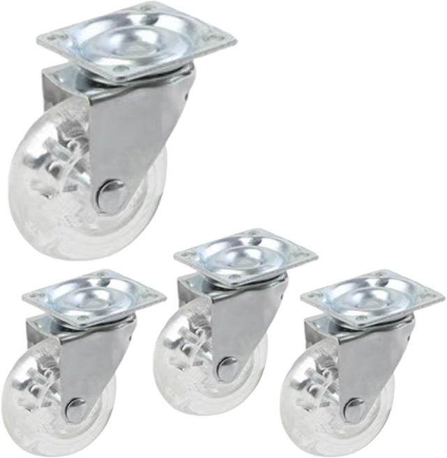 스톤락 2인치 크리스탈 TPU 무소음 캐스터 바퀴 평판 일반형, 4개