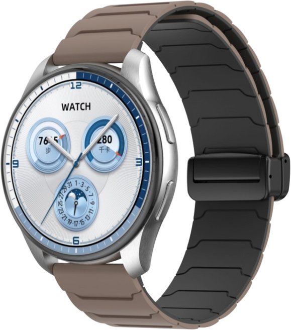 Sujunex 갤럭시워치 20mm호환 자석 갑옷 무늬 실리콘 마그네틱 스트랩 밴드 시계줄 Galaxy Watch 7 6 FE 6Classic 5 5Pro 4 4Classic 3 1, 1개, 10#밀크티+블랙