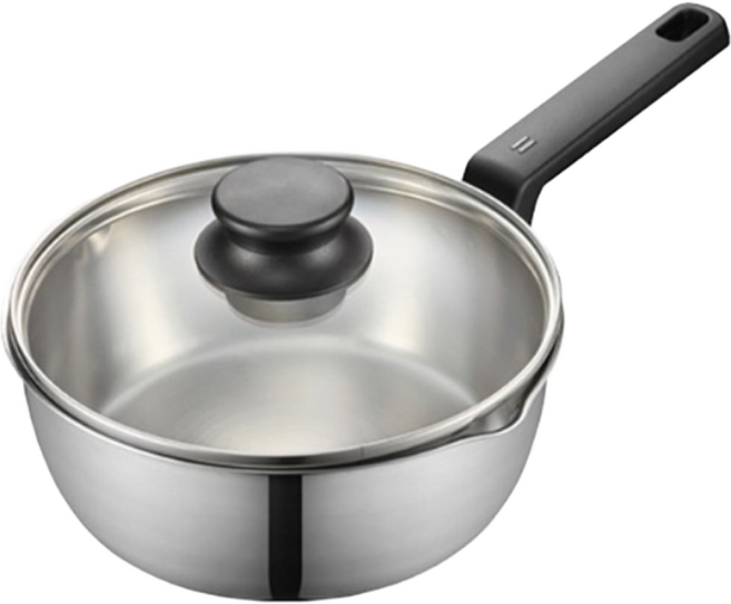 PN풍년 인덕션 위더스 뉴트로 웍 편수냄비, 20cm, 블랙 + 실버, 1개