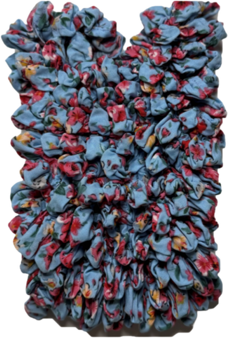 쉬어가게 휴대용 요술 주름 장바구니, 1개, 파란 꽃무늬