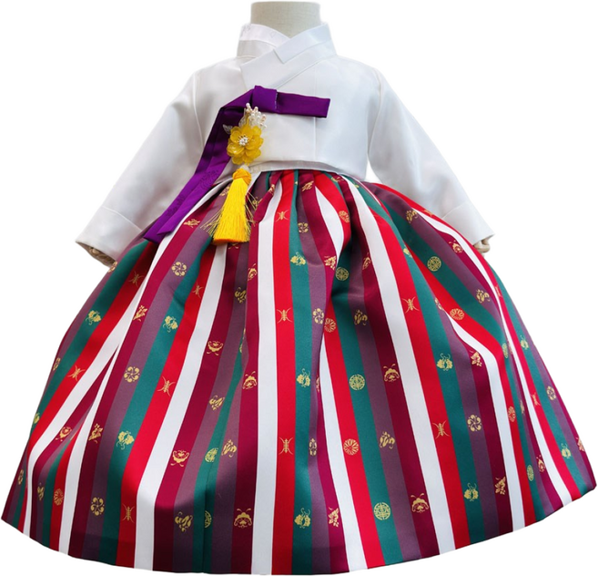 어썸한복 나온 색동치마 아이보리 유아한복