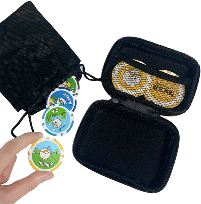 [아이언티샷] 볼짹 골프게임칩 세트, 3개, 블랙