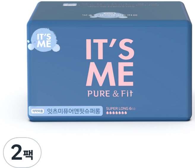 잇츠미 퓨어앤핏 생리대 날개형, 슈퍼롱, 6개입, 2개