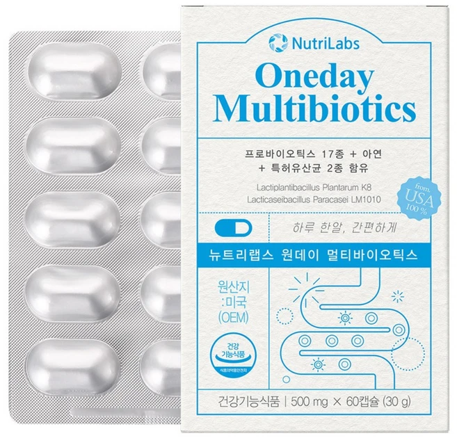 [Harrigan] 뉴트리랩스 멀티바이오틱스 아연함유 프로바이오틱스 유산균100억, 60정, 1박스 - 쿠팡
