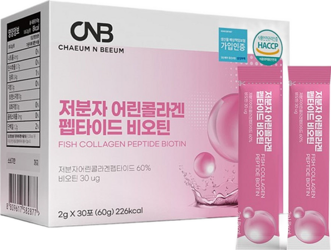 저분자 콜라겐 펩타이드 스틱 2g x 30포 비오틴 히알루론산 유산균 22종 함유, 1개, 1정