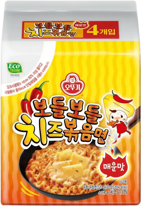 오뚜기 보들보들 치즈볶음면 매운맛, 4개