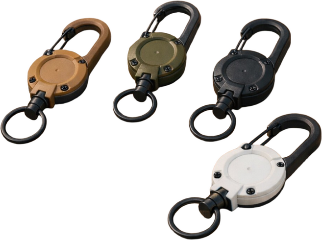 별오점 등산 낚시 캠핑 멀티 오토 릴 와이어 키링 키홀더, 4개, 혼합