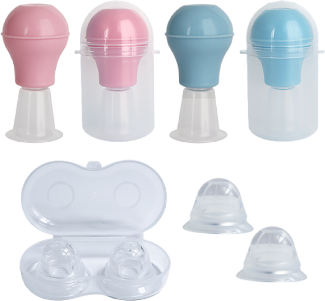 몽블 실리콘 젖꼭지 유두 흡입기 흡인기 펌프형 (전용케이스), 몽블풀러+케이스-블루(펌프형), 1개