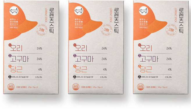 로렌츠스틱 강아지 영양간식, 오리고구마, 120g, 3개