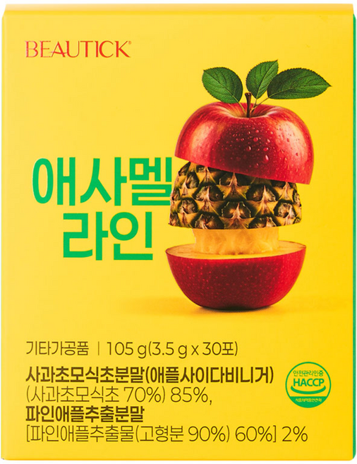 뷰틱 애사멜라인 애사비 브로멜라인 1포 3.5g, 1박스, 30개입