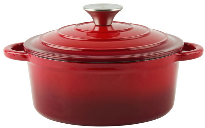 [재리마켓] 주물냄비 무쇠냄비 인덕션 무수분 에나멜 전골 찌개용, 1개, RED, 24cm