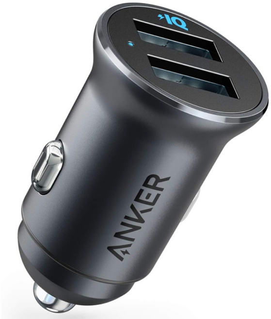 앤커 파워 드라이브2 알로이 24W 2포트 차량용 충전기, 블랙, A2727