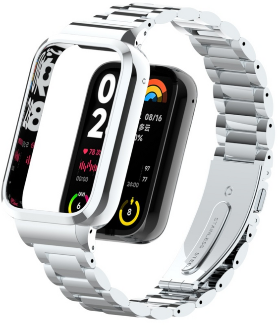 포유 메탈 샤오미 미밴드8 프로 호환 스트랩 시계줄 루프 밴드 줄, 메탈 샤오미 미밴드 스트랩 8(프로), 실버