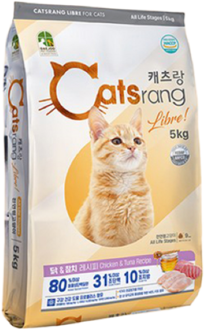 캐츠랑 전연령 리브레 고양이 사료, 닭+참치, 5kg, 1개