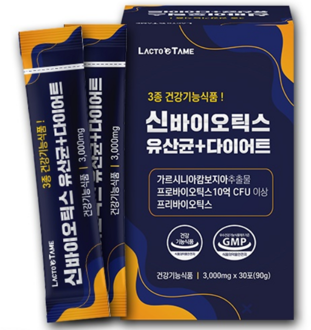 락토테미 신바이오틱스 유산균 다이어트 3종 건강기능식품 프로바이오틱스 프리바이오틱스 모유유래유산균, 3000mg, 1박스