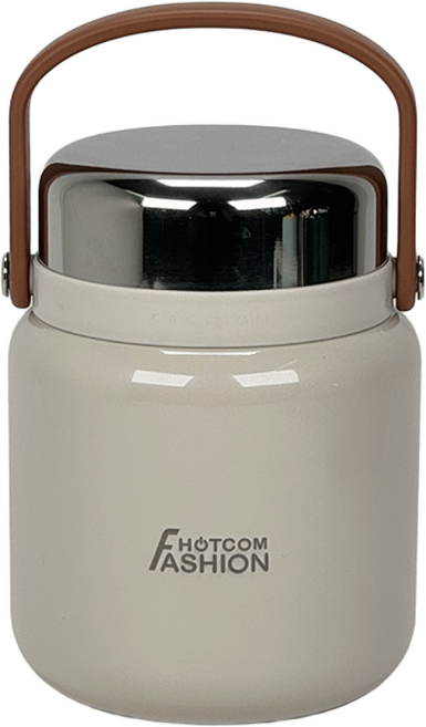 핫콤 패션 죽통 겸 도시락 650ml (접이식 숟가락 포함)_이유식/푸드자/샐러드통, 1개, 아이보리