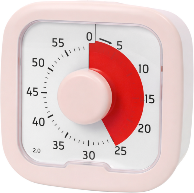 오키브 무소음 뽀모도로 공부 주방 구글타이머, 1개, 로지핑크