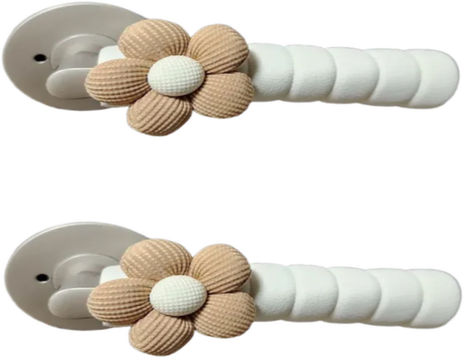 트랠리 꽃잎 문손잡이 보호쿠션 커버 2개입, 베이지