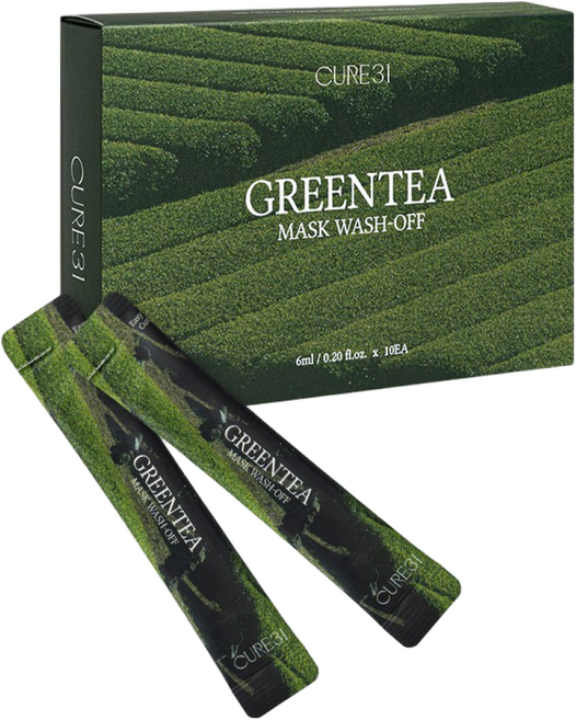 큐어31 그린티 마스크 워시오프 녹차팩 60ml, 1개, 10개입