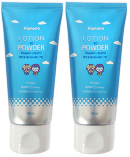 가루 날림이 없는 기저귀 파우더 뽀로로 베이비 파우더 로션, 2개, 120ml