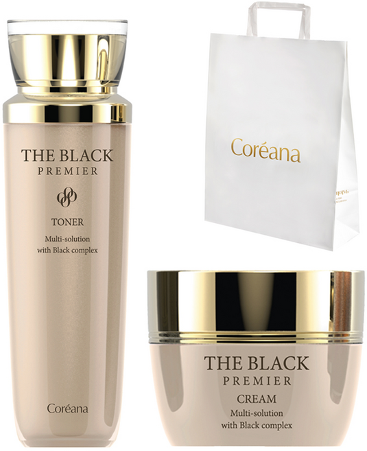 [2종]코리아나 더블랙 프리미어 토너 140ml +크림 50ml +쇼핑백, 1세트