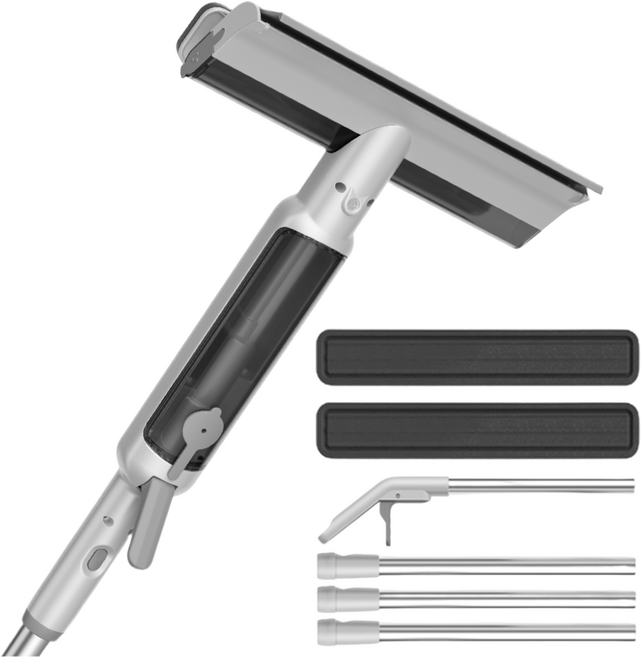 분사형 유리 스퀴지 오수 회수 길이조절 4in1 창문 청소기, 하얀색, 1개