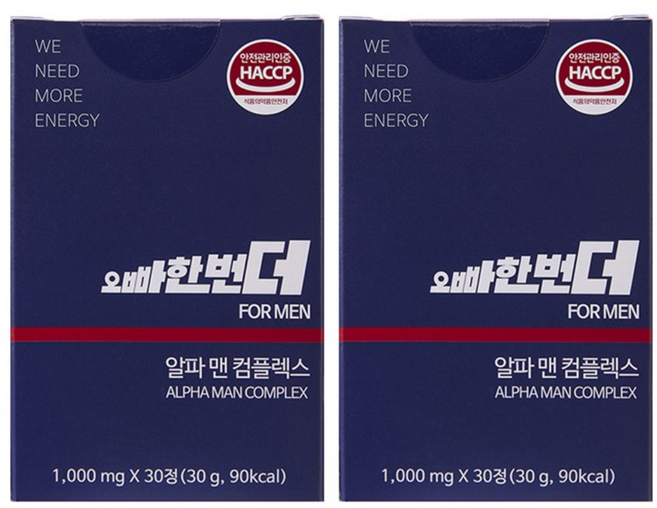 흑야마 알파맨 컴플렉스 오빠한번더 1000mg, 30정, 2개