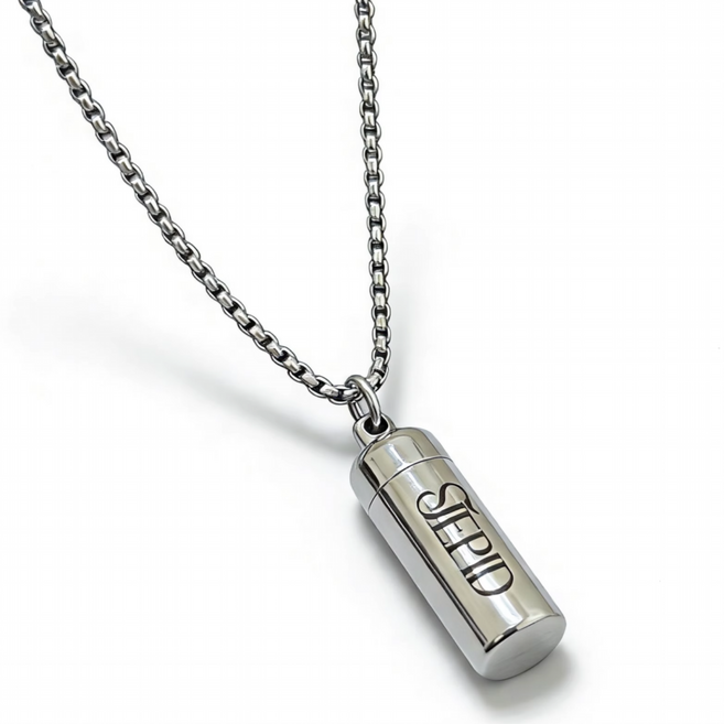 제피드 휴대용 알약 약통 케이스 목걸이, 1개