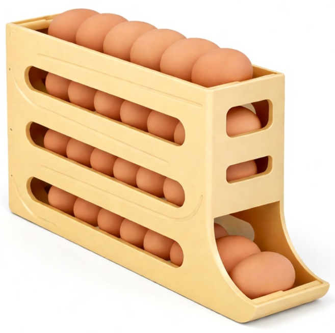 리모아 공간절약 슬라이딩 계란 보관함, 1개, 피치 베이지