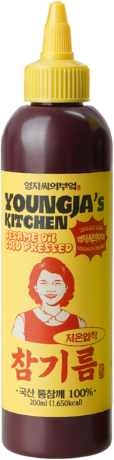 영자씨의부엌 국산 스퀴즈보틀 프리미엄 참기름 l 국산 100%통참깨 l, 1개, 200ml