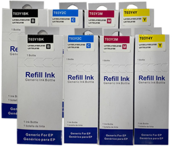 [호환] 엡손 T03Y 재생 무한리필 잉크 블랙 컬러 4색 2세트 L4150 L4160 L6160 L6170 L6190, 4