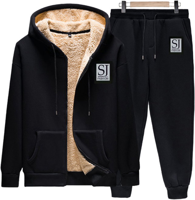 스타일닥터 남성 겨울 기모 트레이닝 세트 루즈핏 후드집업 조거팬츠 보온 운동복