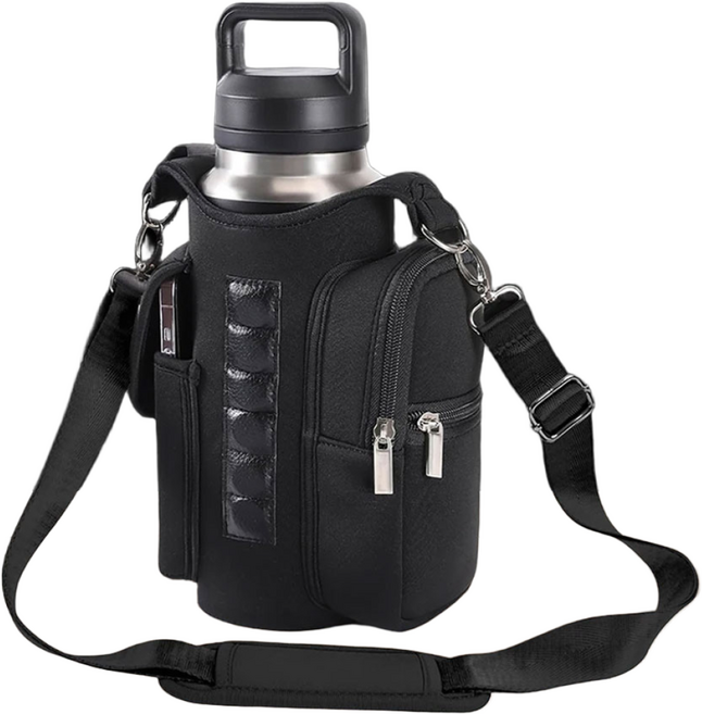 헬스장 마그네틱 텀블러 크로스백 가방, 블랙, 1개