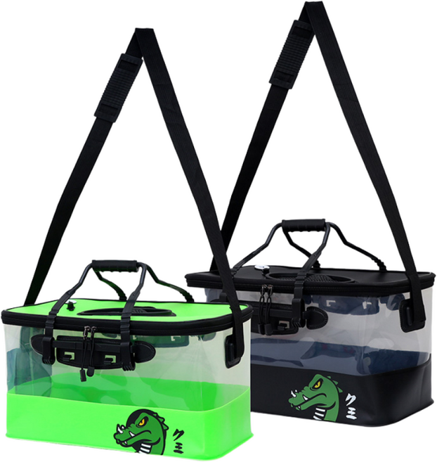 쿠미 Aqua 원터치뚜껑 투명 접이식 살림통 45cm밑밥통, 블랙