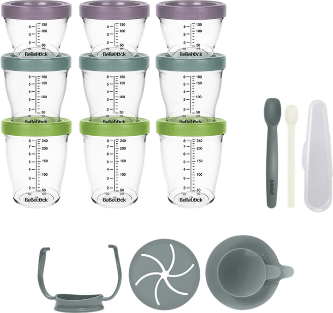 [베베락] 포네르 트라이탄 이유식용기 Full세트, 블루그레이, 1세트, 240ml